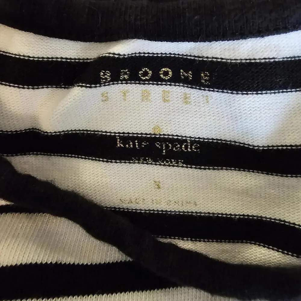 Kate Spade Black & White Striped Dress with Ruffle Sleeves